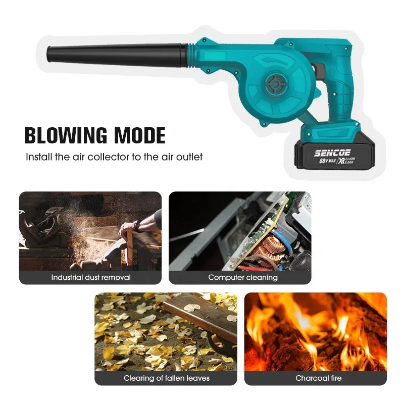 SENCOE high power small blowing machine dust removal collector blowing suction 2in1 electric leaf blower for lawn care cleaning 5
