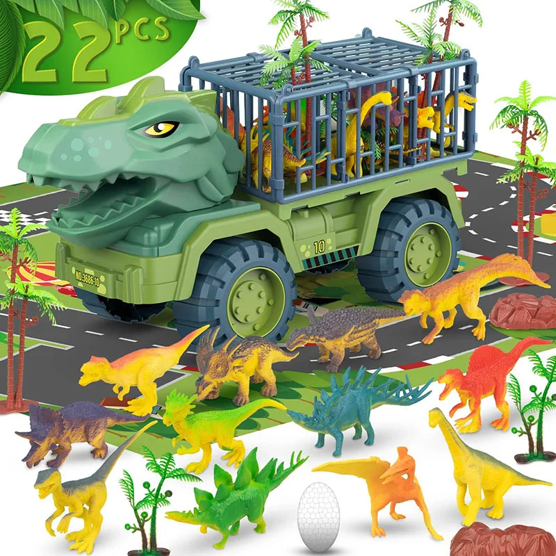 Dinosaur Excavator Engineering Vehicle Model Toy Children's Inertial Transport Vehicle Boy Girl Toy Dinosaur Gift Car Toy kids car model dinosaur pull back tyrannosaurus rex triceratops action simulation animal model decor inertial car toys children