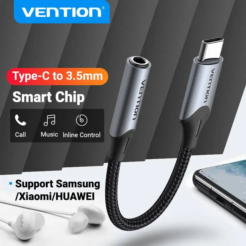 Vention Tipo C A 3.5 Adattatore Usb C A Jack 3.5 Aux Auricolare Connettore Cavo Audio Per Xiaomi Mi 9 10 Pro Huawei Usb-C A 3.5Mm