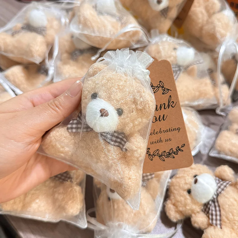 15Pcs/set Bear Gift,Include 5 Mini Bear,5 Organza Bag,5 Thank You Card for Baby Shower Gender Reveal Favor Wedding Birthday Gift