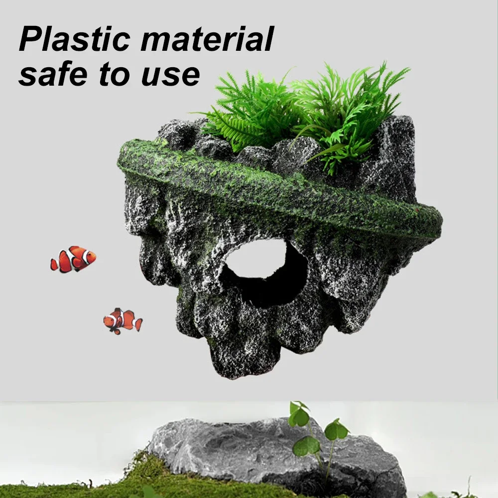 Floating Stone Fish Tank Ornaments - Decorative Aquarium Plants & Caverns Accessories