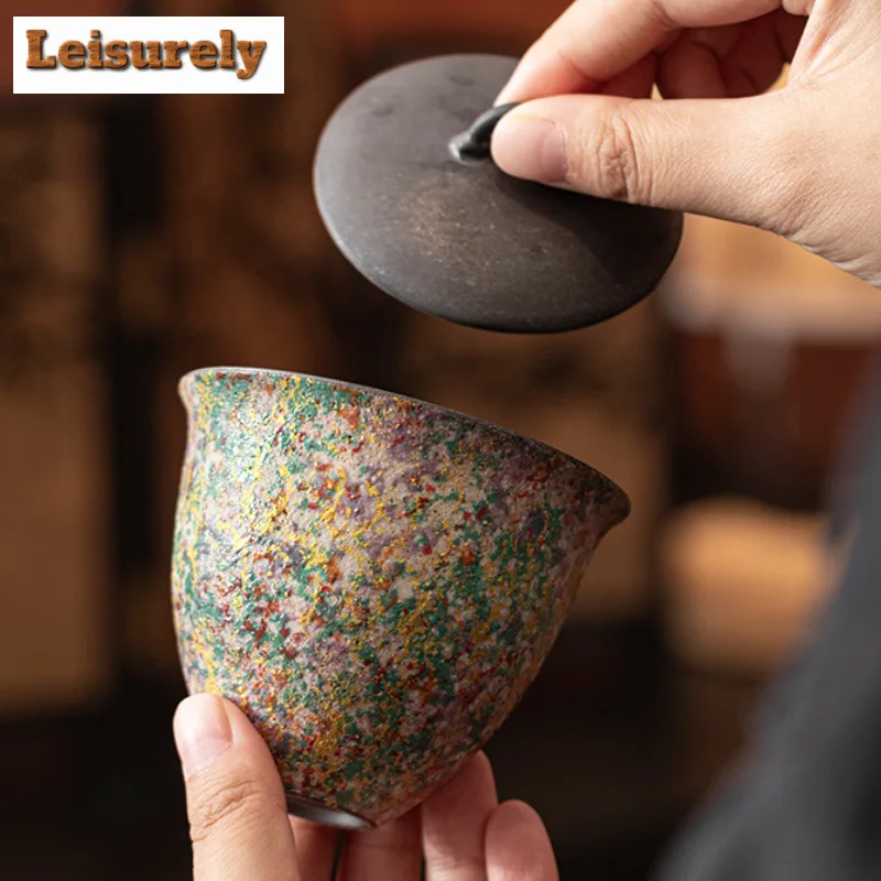 175ml Rock Painting Time Wind Gaiwan Luxury Tea Tureen Household Tea Bowl With Lid Kit Tea Maker Cover Bowl Cafes Ornaments Gift