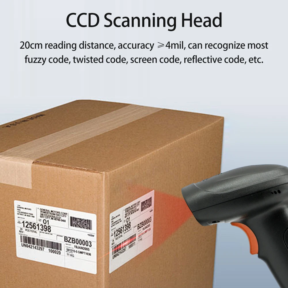 무선 1D 바코드 스캐너, 2.4G, BT, USB 유선 연결, CCD 스캐닝 헤드, 종이 스크린 코드용, 윈도우 안드로이드용