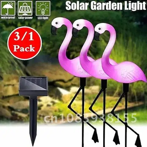 

Ландшафтная лампа в виде садового колышка, красивый розовый Фламинго, солнечная энергия, освещение для двора, водонепроницаемый светильник