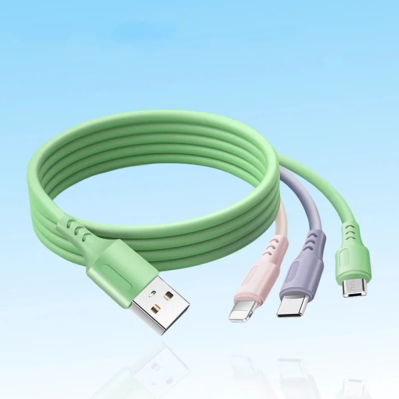 Universal 3-in-1 High-Speed Charging & Data Sync Cable - 6A Fast USB Charger Cord