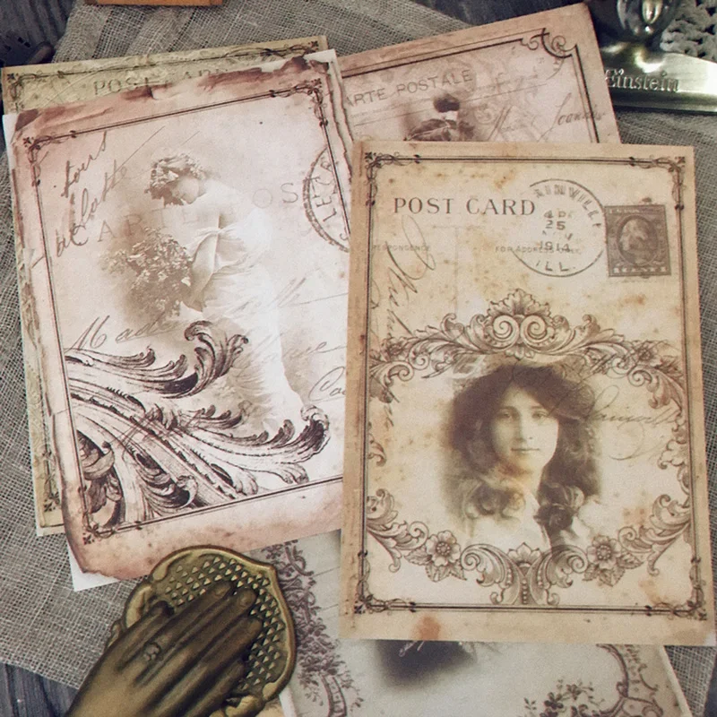 8 Sheets Tim Holtz Lady Photos Junk Journal Ephemera Vintage Sticker Yellow Page DIY Craft Paper Scrapbooking Material Supplies decorative stickers self adhesive stickers decorative labels stickers handbook stickers packaging stickers diy scrapbooking accessories diy craft paper