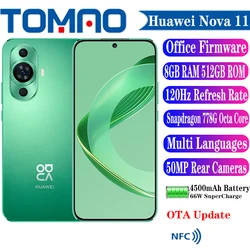 Original Office New HUAWEI Nova 11 Mobile Phone Octa Core Snapdragon 778G 4500mAh 66W 6.7" 120Hz 60MP Front Dual Cameras OTA NFC