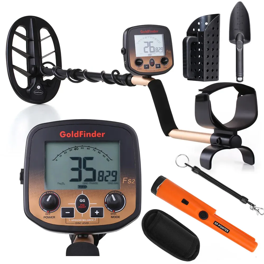 Professional Underground Metal Detector FS2 Deep Search Gold Detector LCD Display Iron Rejection Only with Waterproof Coil