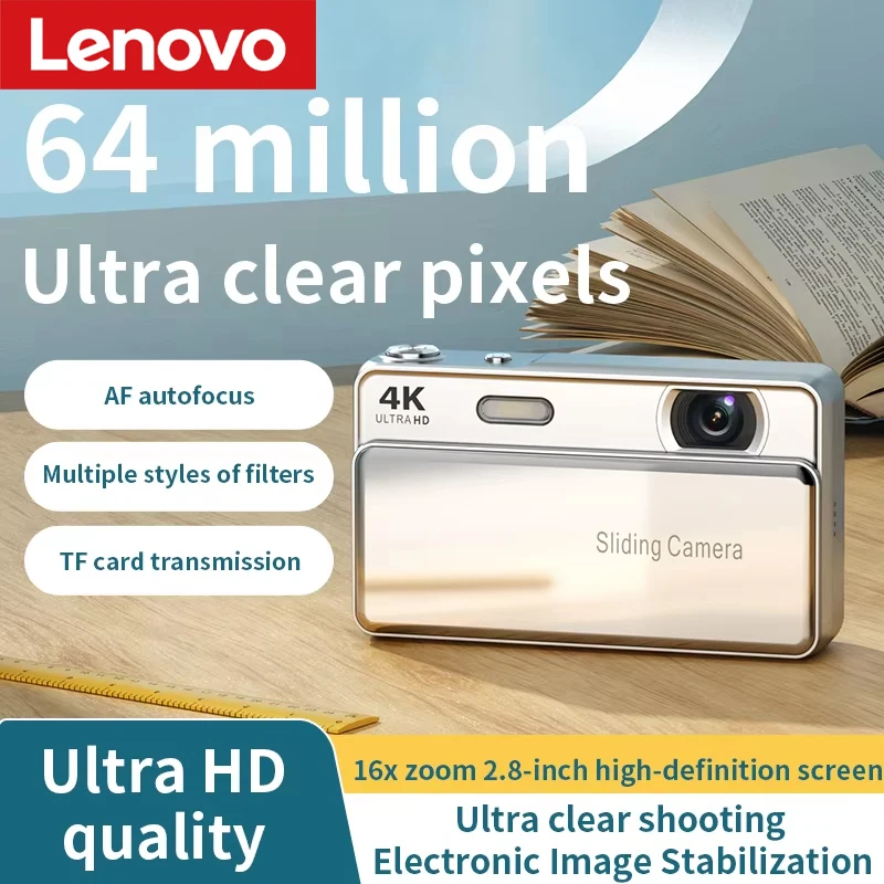 Câmera portátil Lenovo M15 Digital de 64 megapixels com resolução 4K, câmera fotográfica e vídeo de alta definição com CCD e flash na tela, ideal para viagens._voghion.com