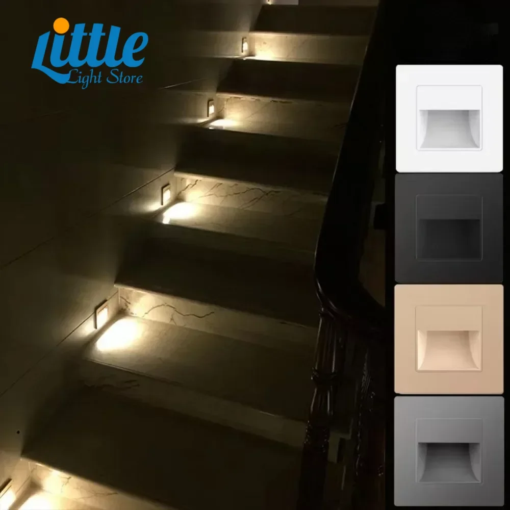 

LED Wall Light Recessed Lamp for Stair Staircase Step Indoor Nightlight Stairway Corridor Foyer Kitchen Bedroom Bedside