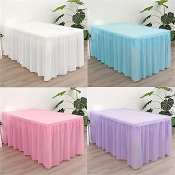 Tablecloth Set Disposable Solid Color Table Cover Table Skirts Rectangular Paper Table Covers With Long Skirting For Party 1