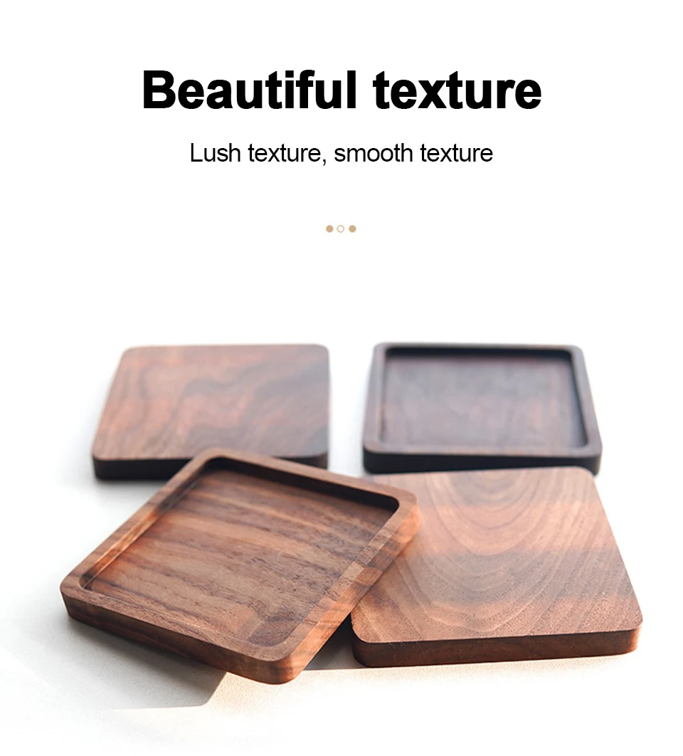 Description Picture 5 of item1PC Wooden Coaster Placemats Tea Coffee Cup Pad Durable Heat Resistant Teapot Mat Walnut Color Insulation Tableware Mug Holder