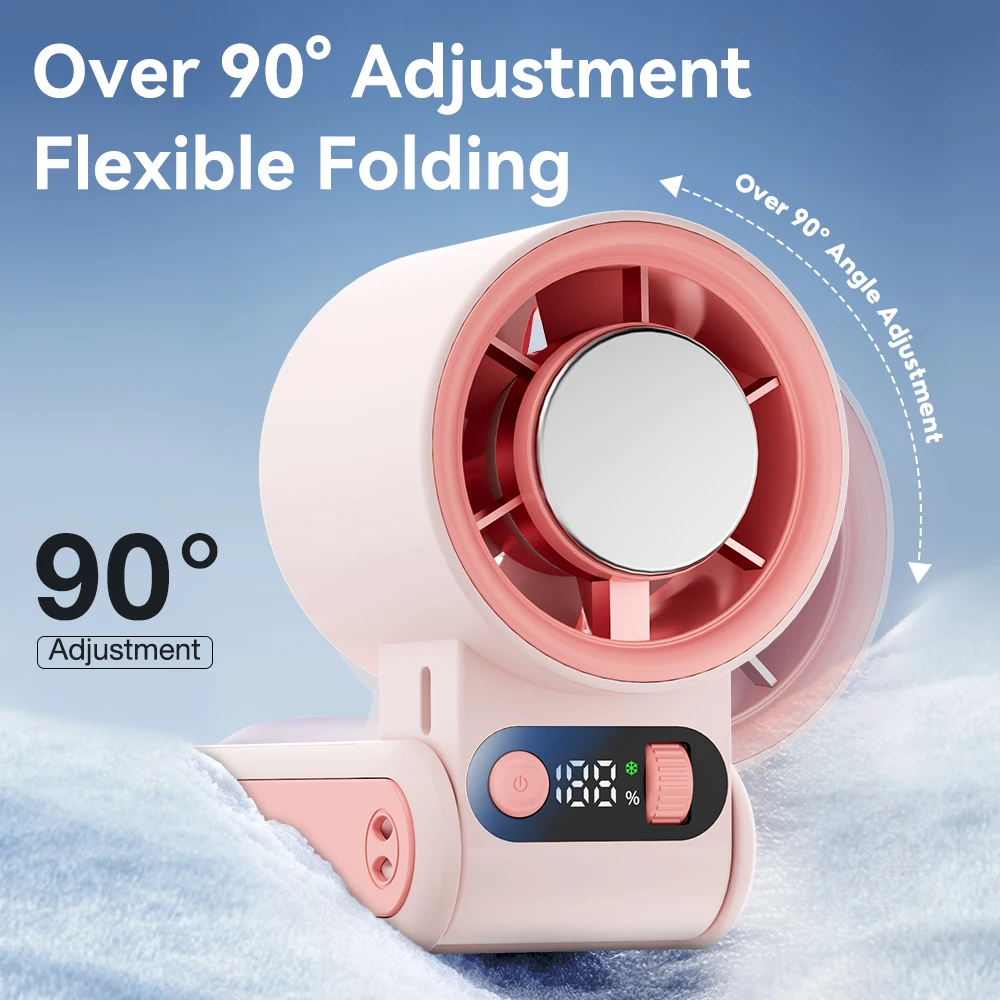 Compact Handheld Fan with LED Display and Foldable Design, 8000mAh Rechargeable Battery, Adjustable 199-Speed Levels