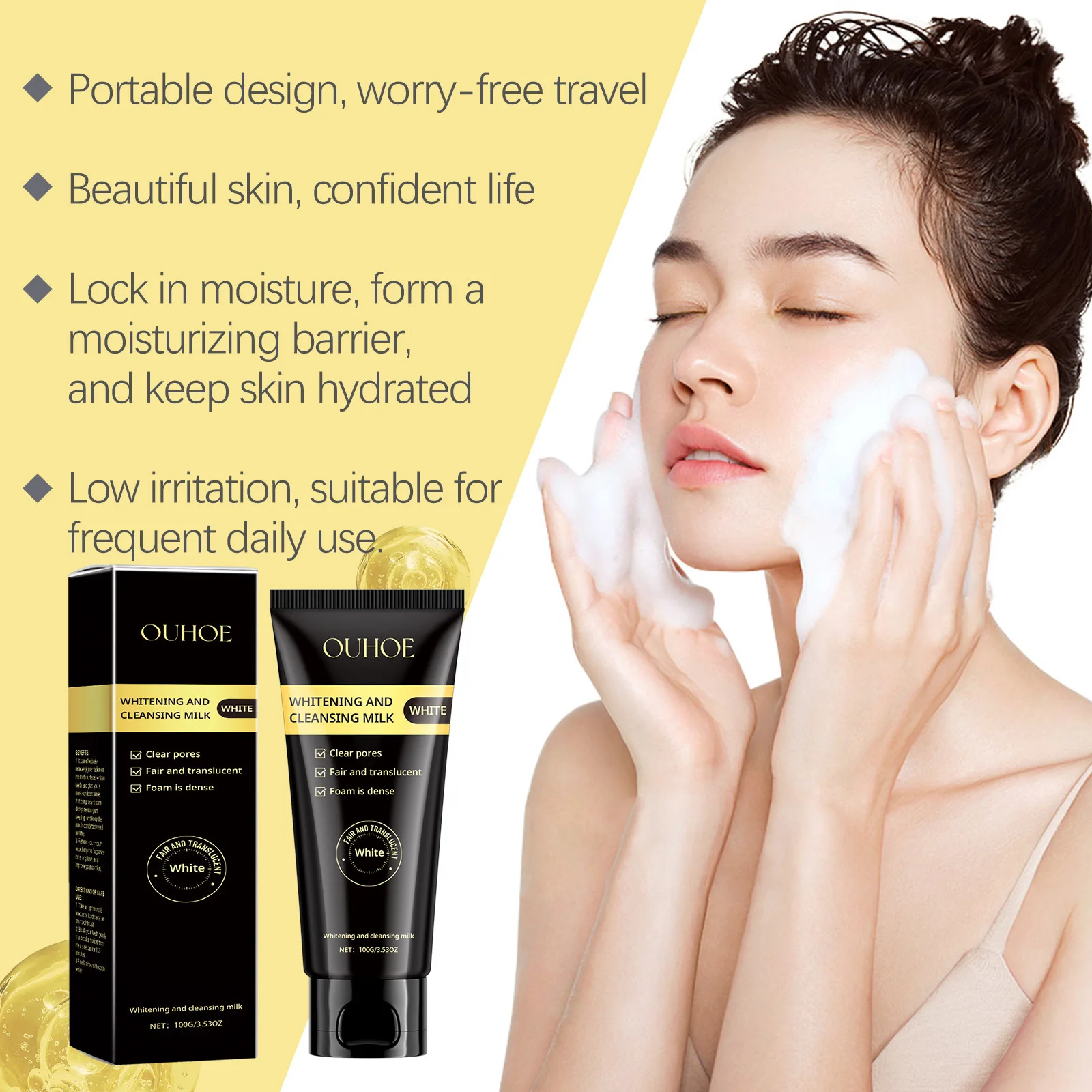 Nicotinamide Whitening Facial Cleanser Foaming Shrink Pores Deep Cleaning Oil Control Hydrating Brightening Face Wash Cleanser 3