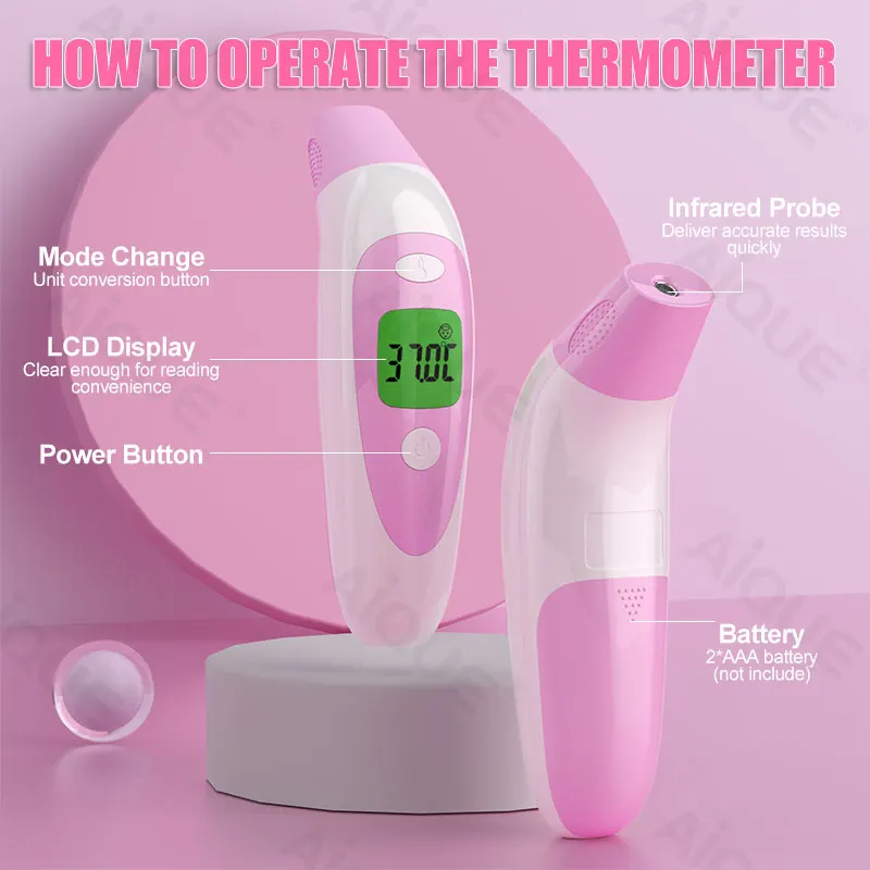 Forehead Thermometer Ear Fast Fever Clinical Thermometers Digital Children Medical Household Non-contact Frontal Thermometer Febril For Body 3 color