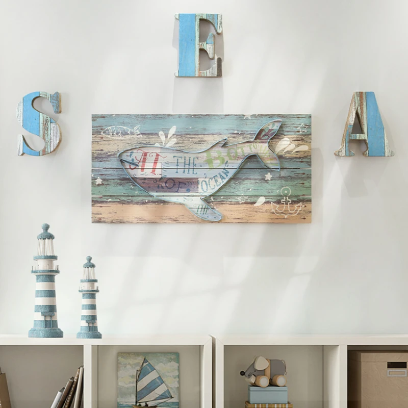

Decorative Painting for Children's Room Mediterranean Style Three-Dimensional Whale Bedroom Bedside
