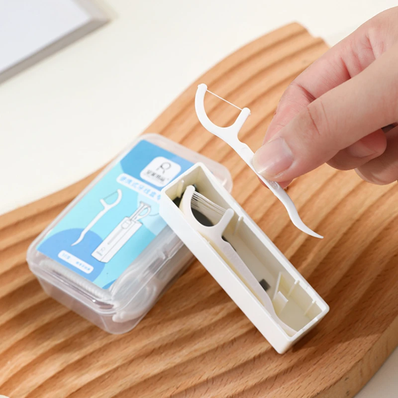 Portable One-button Launch Automatic Dental Floss Case Refillable Flosser Carrying Box for Travel Business Trip Vacation