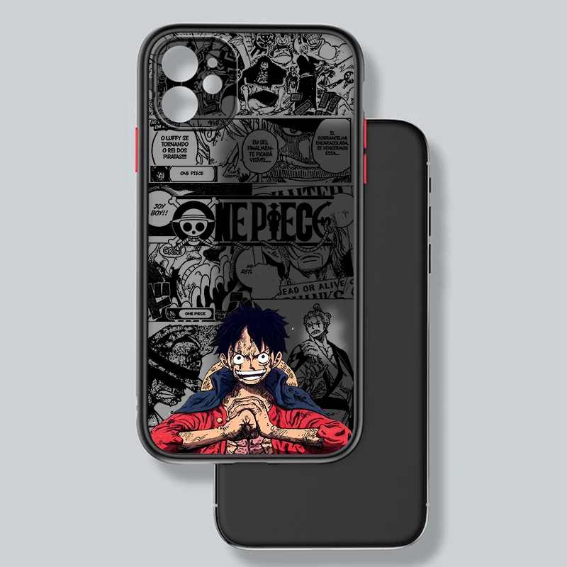 thumbnail image 1 of Funda de teléfono translúcida esmerilada de Anime One Piece para Apple iPhone 15 14 13 12 11 XS XR X 8 7 SE Pro Max Plus Mini, 1 of 5