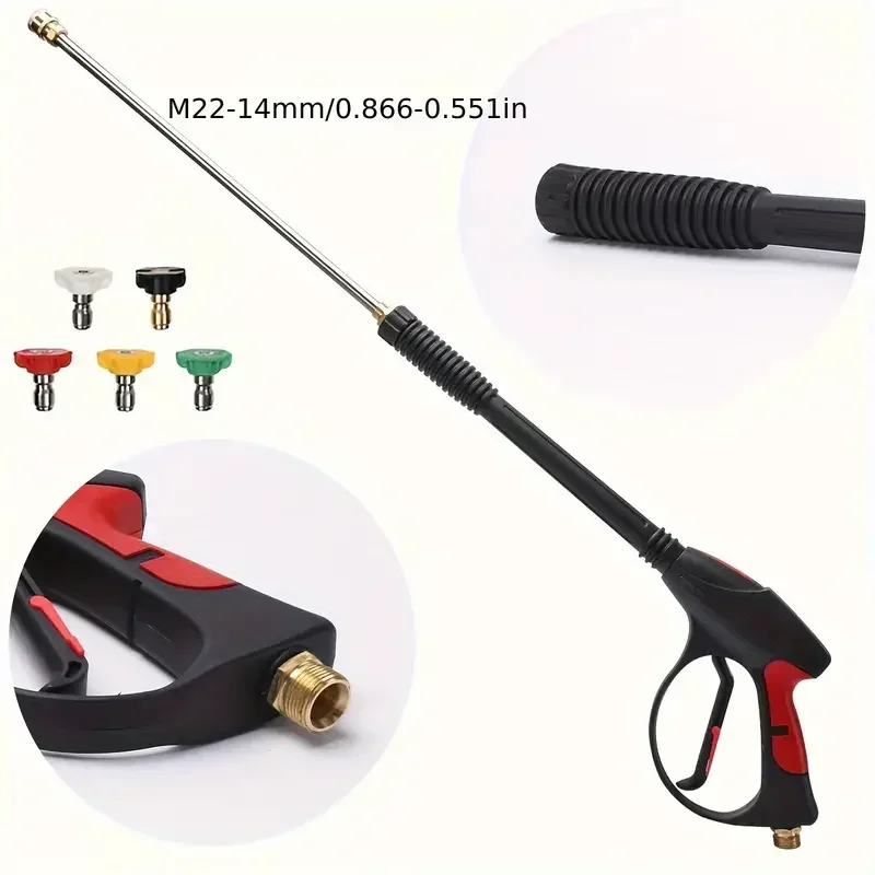 4000PSI High-Pressure Water Gun, M22-14 Copper Valve & 1/4" Quick Connect, 5-Color Nozzles for Car Washing 3