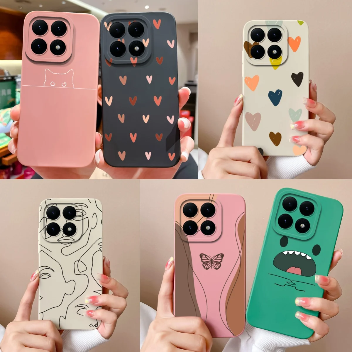 Colorful Love Heart Fall Prevention Antifouling Lightweight Back Cover Case