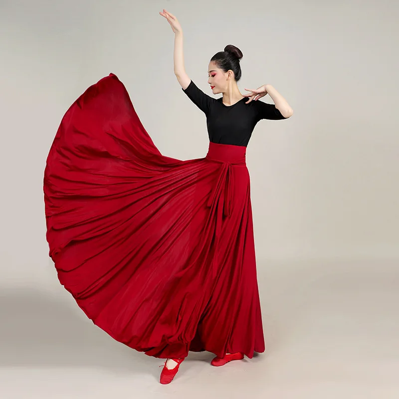 85/90/95cm Soild Color Big Swing Flamenco Skirt Women Spanish Dance Skirt Belly Dance Costume Long Dress Performance Gypsy Skirt
