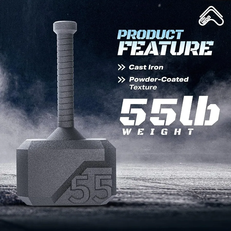 Hammer Kettlebell 55lb + Adjustable | Cross Training Workout Equipment for Muscle Building, Cardio Fitness, Weights for Women &