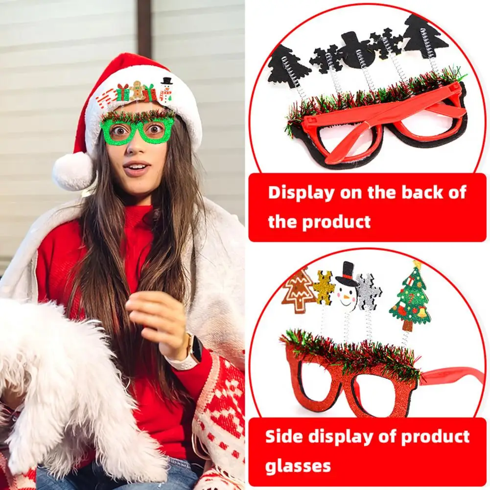 Festive Costume Accessories Santa Hat Glasses Festive Christmas Glasses Set Santa Hat Snowman Tree Elk Antler for Holiday