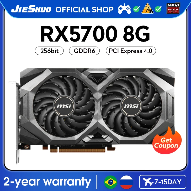 JIESHUO RX 5700 8GB 2304SP NVIDIA video graphics GPU GDDDR6 256 bit rx5700 8g Desktop computer Games Office 5700 rx KAS RVN and