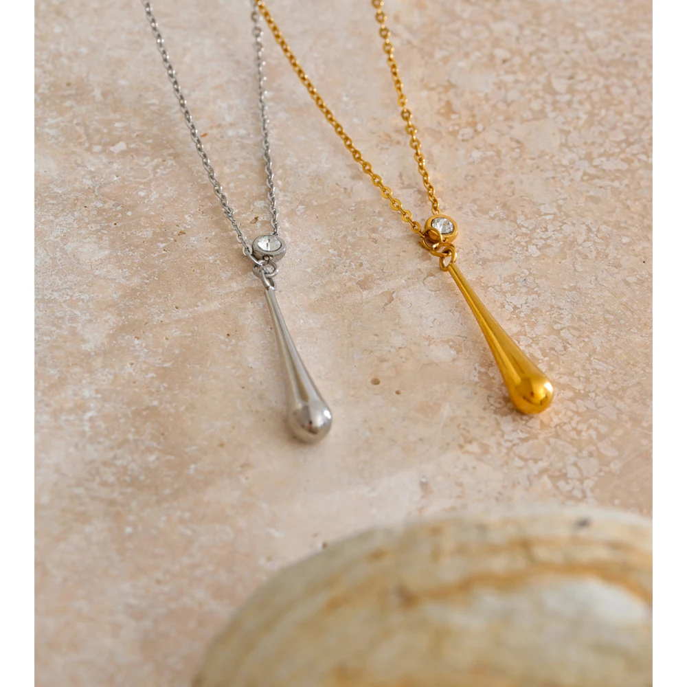 Yhpup Stainless Steel Water Drop Pendant Necklace