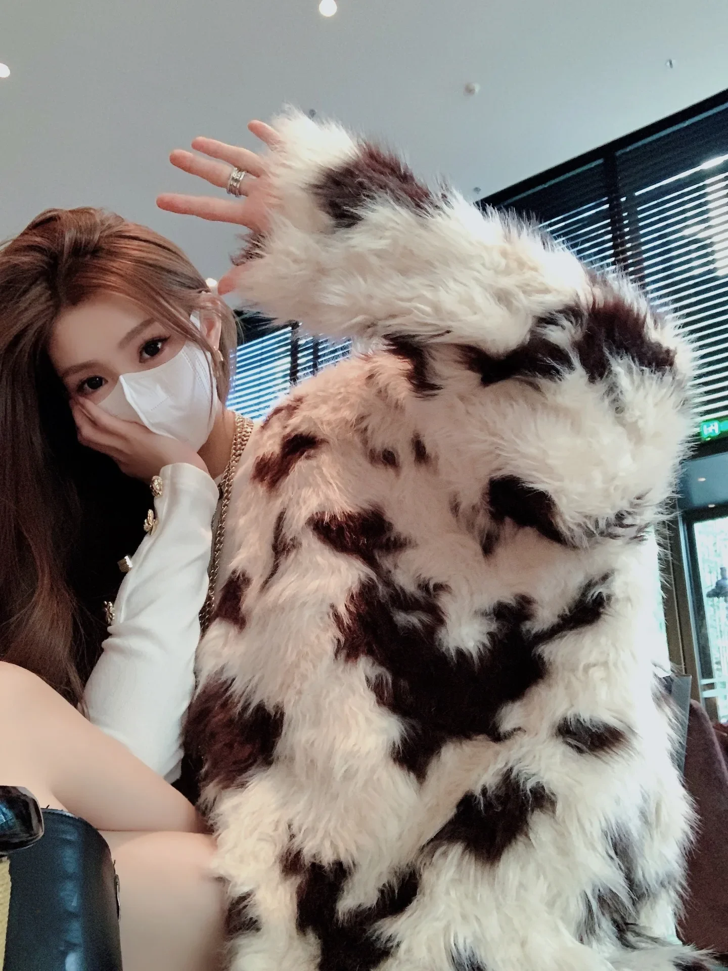 Printed Faux Fur Jacket Long Sleeve Coat Thick Long Women‘s Clothing Thick Warm Casual Knitted Outerwear Autumn Winter Cardigan