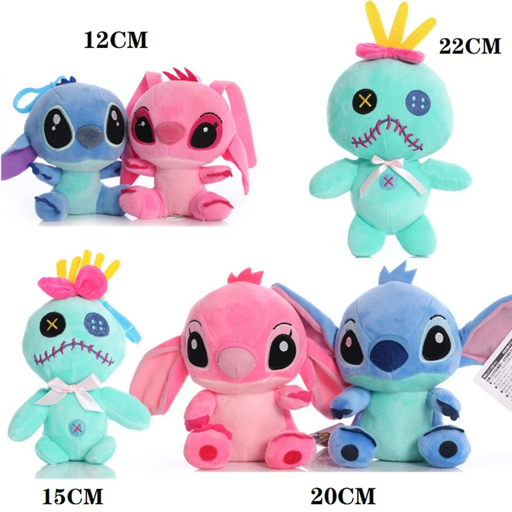 New Disney Cartoon Blue Pink Stitch Peluche Bambole Anime Toys Lilo And Stitch 20Cm Stich Peluche Peluche Regali Di Natale Per Bambini