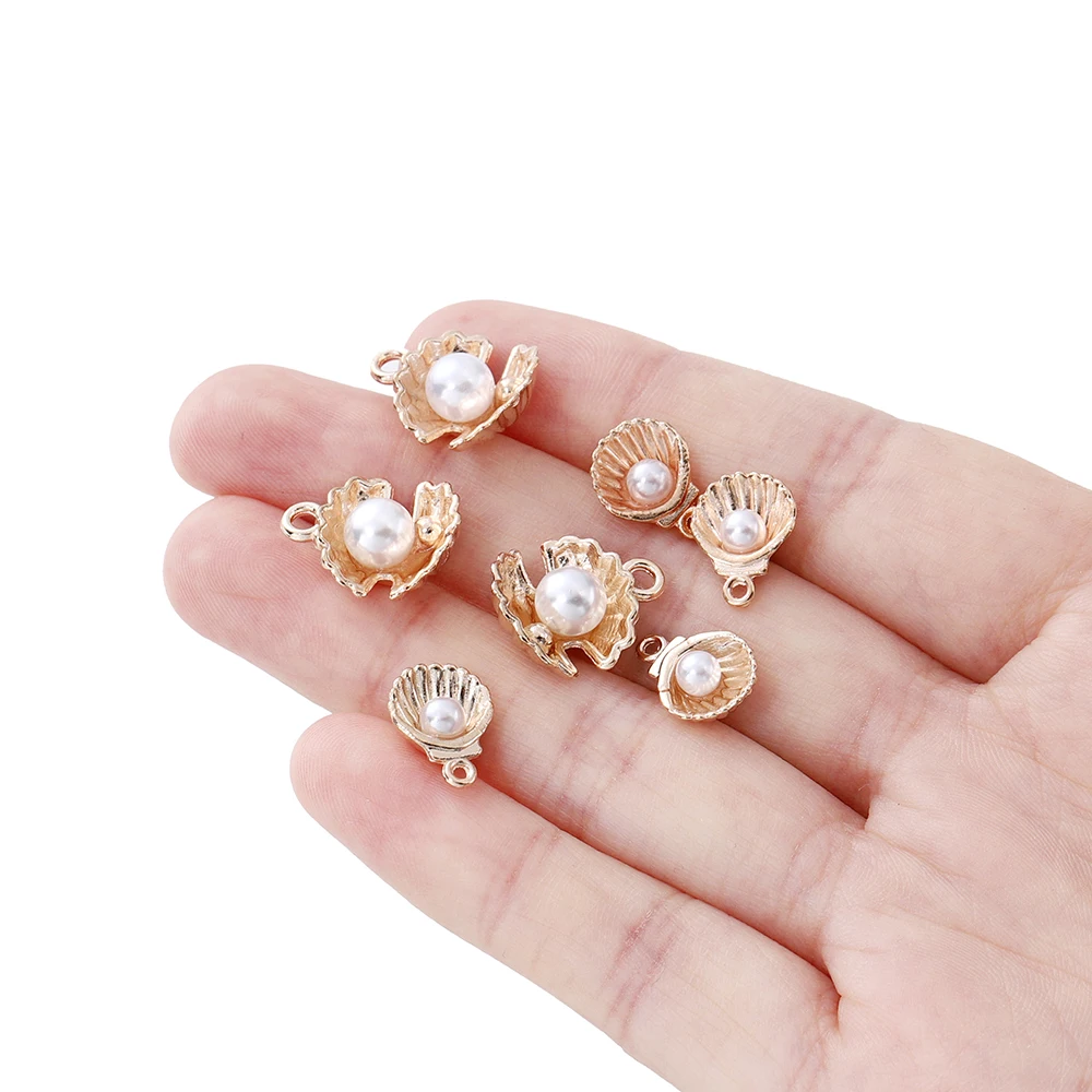 10Pcs/bag Imitation Pearl Ocean Small Shell Charms For Cute Necklace Bracelet Ear Pendants DIY Jewelry Making Accessories