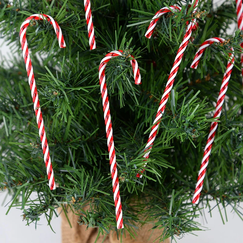 Christmas Candy Canes Acrylic Xmas Tree Hanging Twisted Crutch Pendant New Year Christmas Party Home Decoration Ornaments Gifts