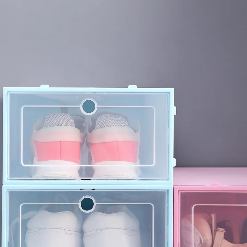 Boîtes à chaussures empilables en plastique transparent, boîtes à chaussures  portables durables - AliExpress