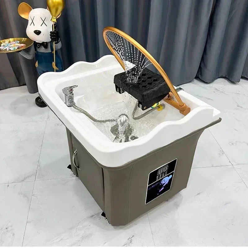 Portable Small Comfort Shampo Chair Move Bed Station Water Circulation Head Spa Hair Wash Shampouineuse Salon Furniture WZ50SC