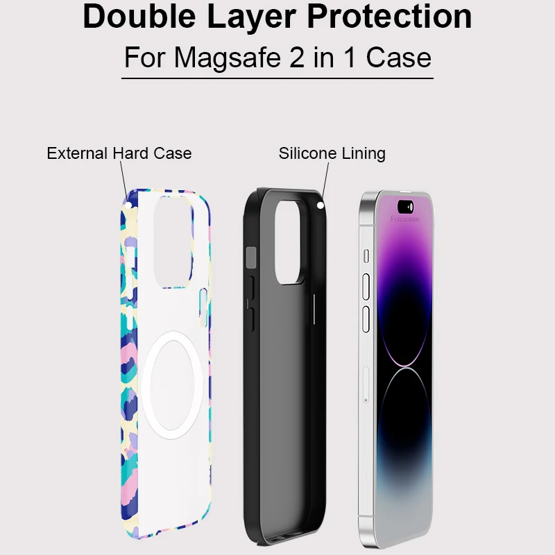 Leopard Print Magnetic Phone Case with Acrylic TPU Cover