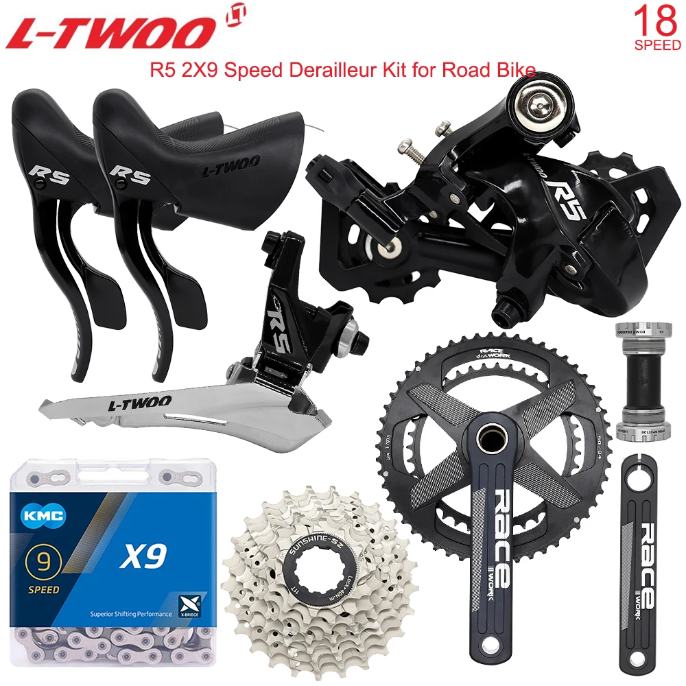 

LTWOO R5 2X9 Speed Derailleur Kit for Road Bike Racework Crankset RS501 Bottom X9 Chain Sunshine Cassette Bicycle Groupset