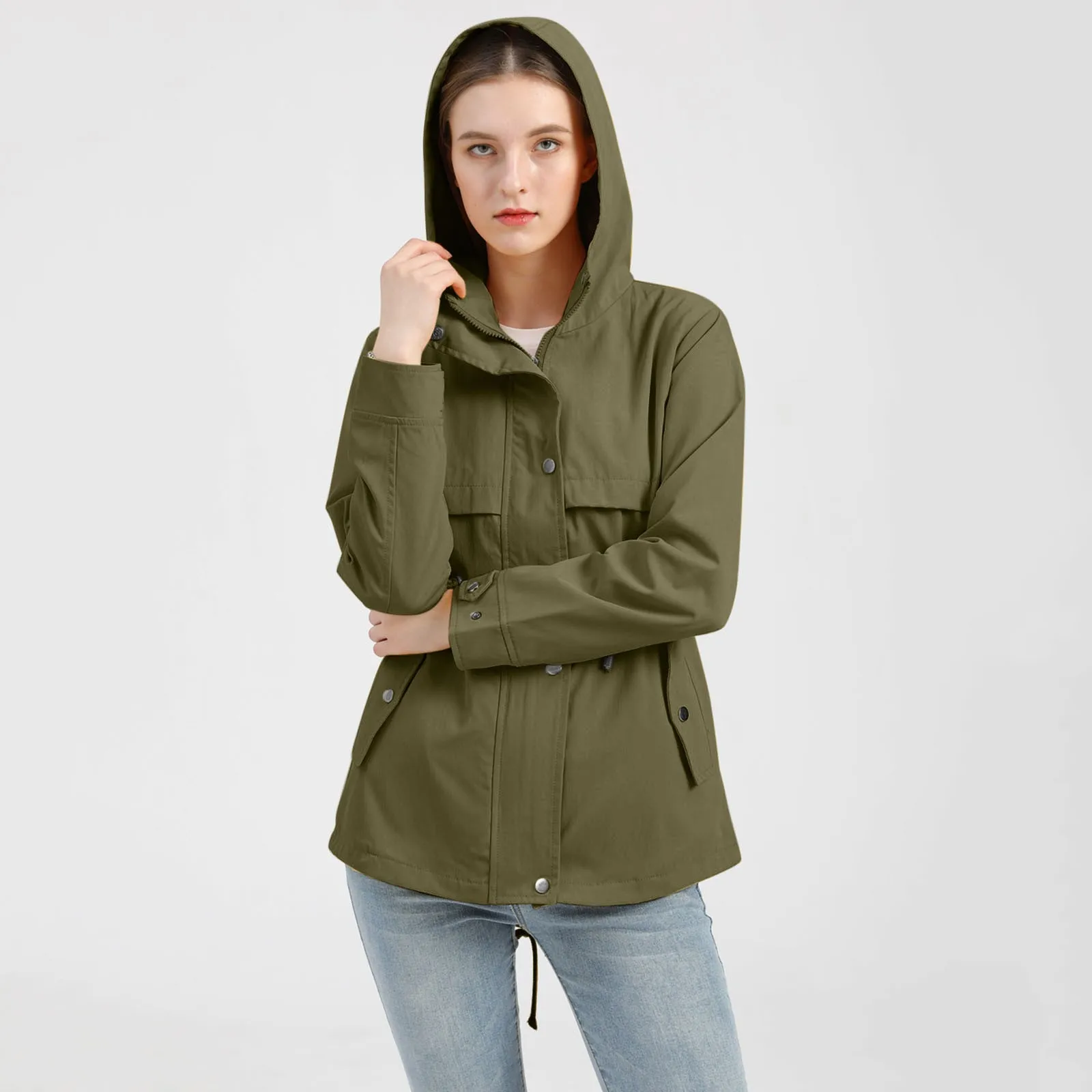 Winter Jacket Cotton Warm Puffer Coat Women Simple Casual Parkas With Lining Plush Hooded Trench Outwear Women's Clothes