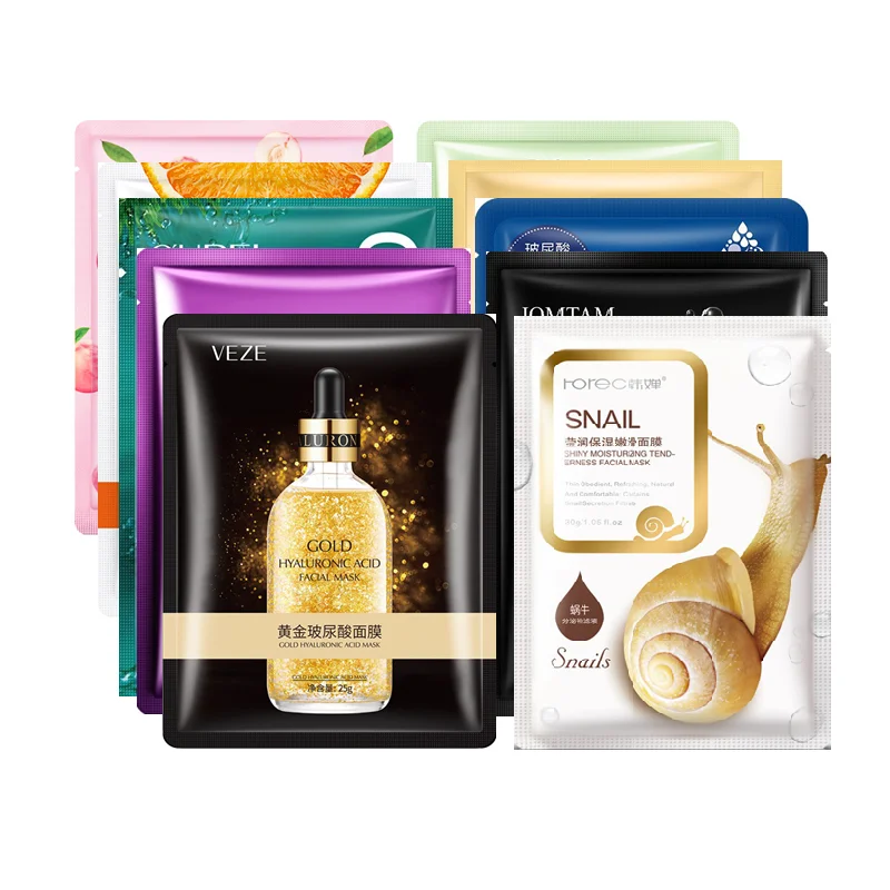 30pcs BIOAQUA Skin Care 24k Pure Gold Snail Facial Mask Moisturizing