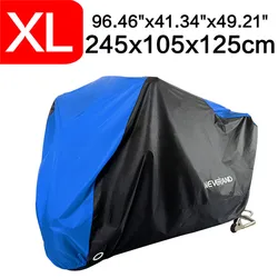 Waterproof Motorcycle Cover with Black Blue Design - Dust, Rain, Snow, and UV Protection (XL - BLUE)