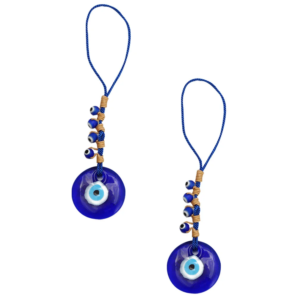 

2pcs/set Blue Color Evil Eye Pendant Beads Hanging Key Rings Pendant Fengshui Ornament Hanging Gifts DIY Craft Key Rings