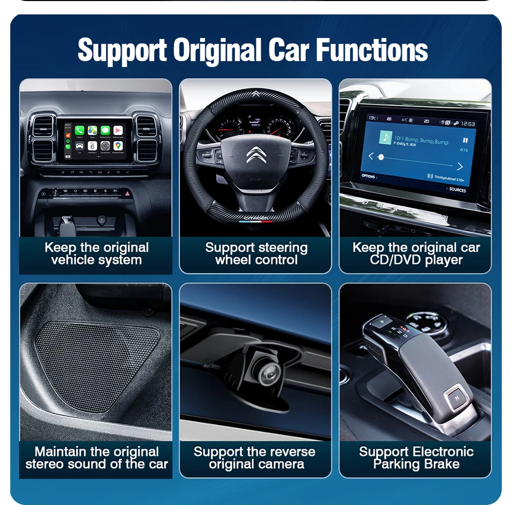 Autotop Wireless Carplay Android Auto for Peugeot Citroen Ds Opel Proace Nac Rcc V850 Retrofit Kit with Mirror Link Airplay Gps