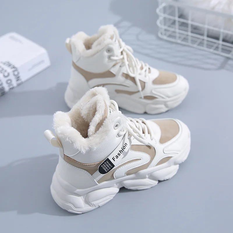 2022 Winter High Help Snow Boots Women Shoes Flat Hell Casual Shoes Woman Ankle Boots Plush Warm Botas Muje Botas Femininas Bota