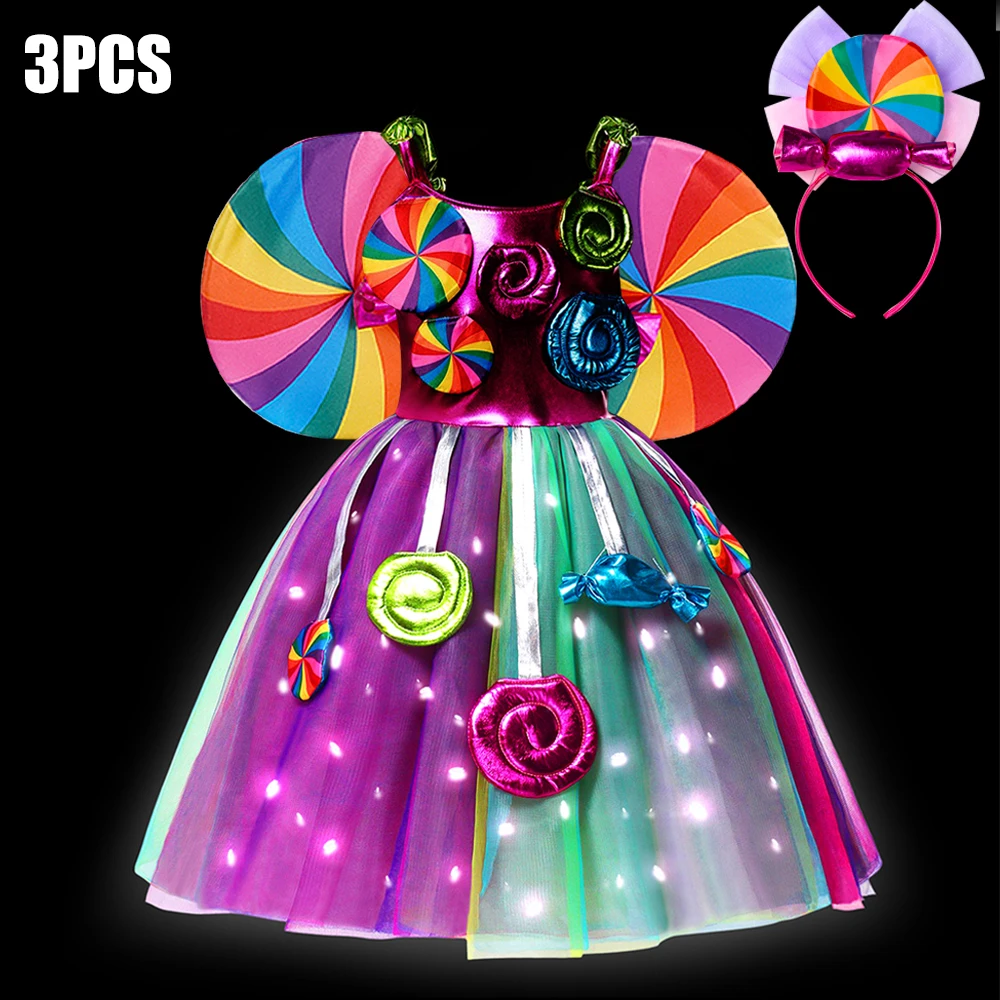 rainbowFam FUN Dressクリームストロベリー Children Flowy Rainbow Dress Candy Rainbow Carnival Dance