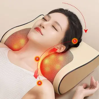 Deep Massage Electric Neck Massager Breathable Multifunctional Usage Electric Massage Pillow US Plug 8 Massage Heads