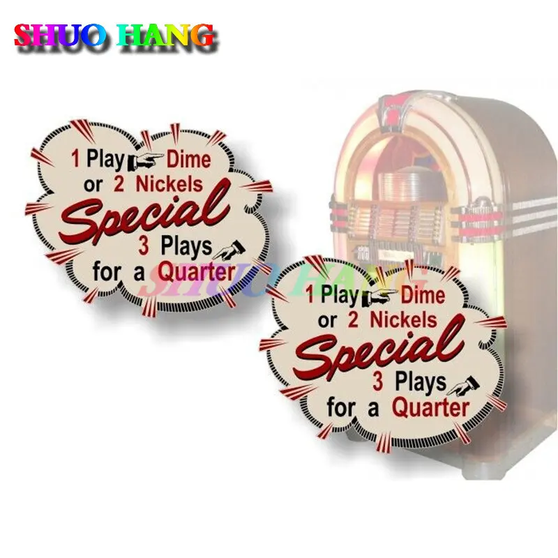 2X Jukebox Nickel O Dime Burst Stickers Rock Ola Wurlitzer Seeburg Ami Decalcomanie Car Racing Vinile Casco Moto Decalcomanie Per Laptop