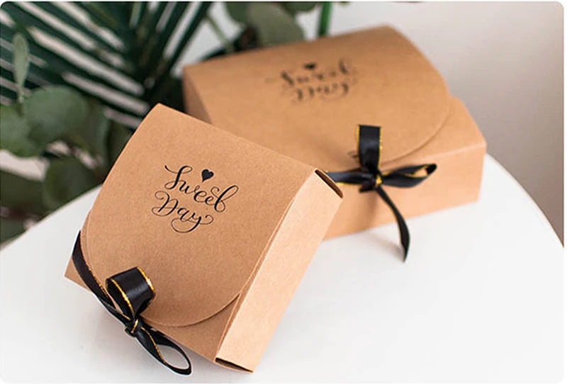 5pcs/10pcs Black Gift Boxes Small Packaging Box with Bow and Ribbon, Blank Kraft Paper ... - SKU PBBR1730 - UGI Packaging
