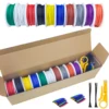 10 Colors in One 16-18-20-22-24-26-28-30 Gauge Silicone Electrical Wire 22 AWG Stranded Tinned Copper Hookup Wire Kit with Tools