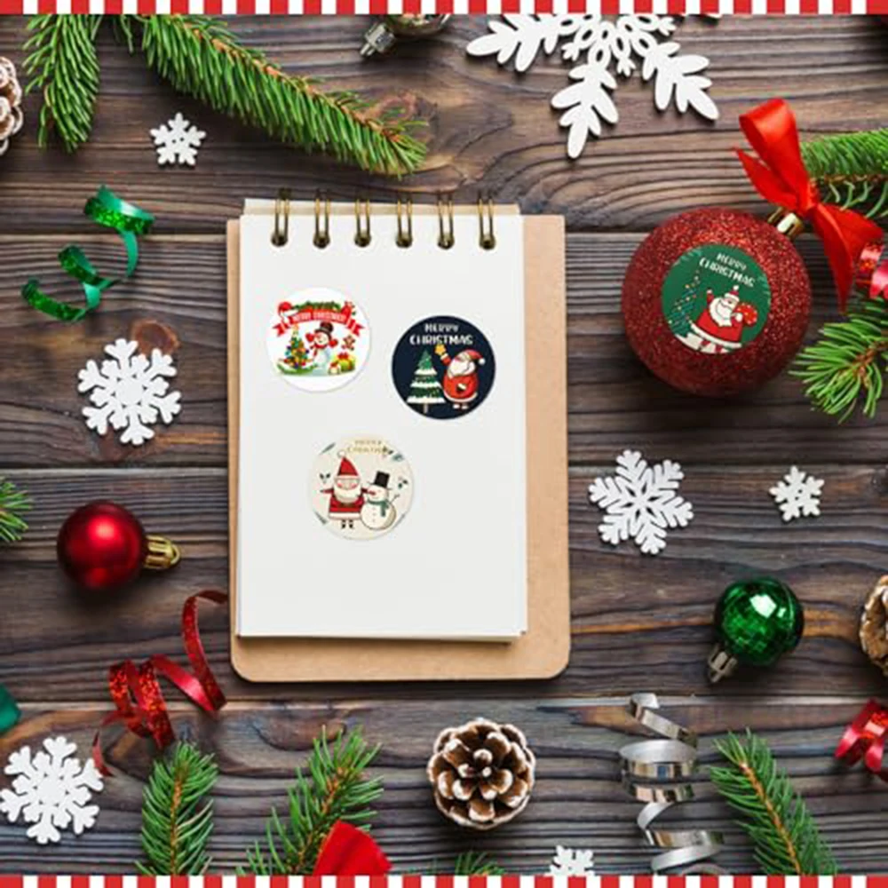 Cartoon Merry Christmas Stickers Decorative Sealing Sticker Envelope Self-adhesive Roll Packing Lables 500pcs For Kid Gift Party Stickers Scrapbooking Supplies