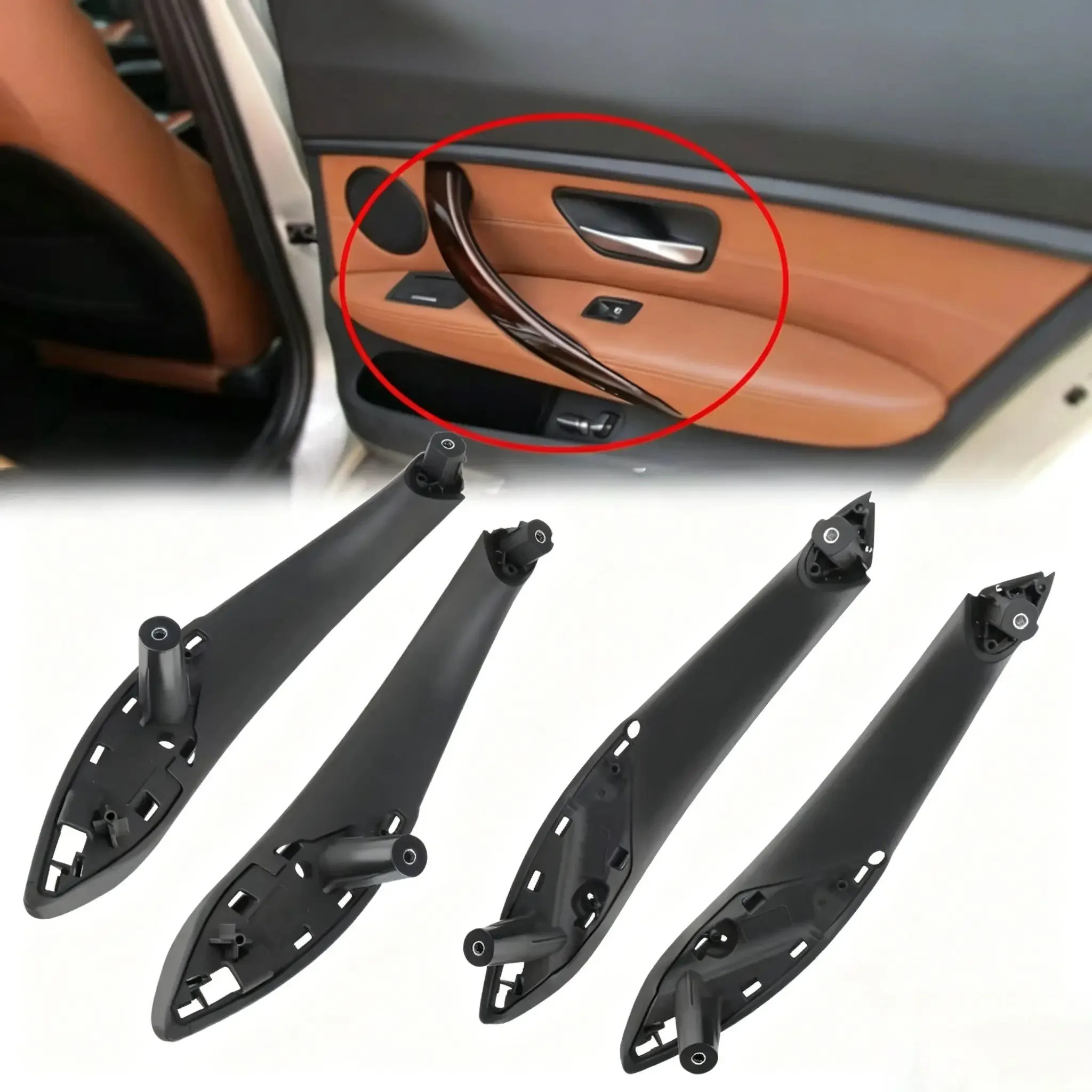 Cache-poignée de porte intérieur noir pour BMW F30 F80 F31 F32 F34 F35 – Poignées de porte avant/arrière gauche/droite